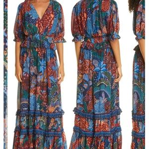 Farm Rio Leopard Ruffled Maxi Dress - Size S